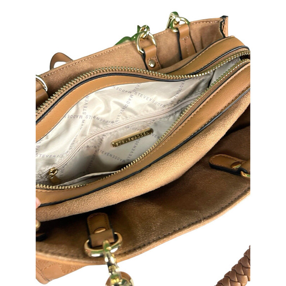 Steve Madden Embossed Satchel Bag with Crossbody option in Bjeannee True Cognac - Picture 3 of 12